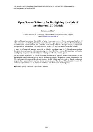 Open Source Software for Daylighting Analysis of Architectural 3D Models