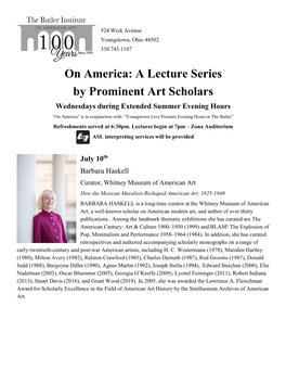 On America: a Lecture Series by Prominent Art Scholars