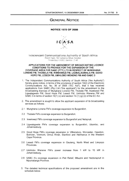 Amendment of Broadcasting Licence