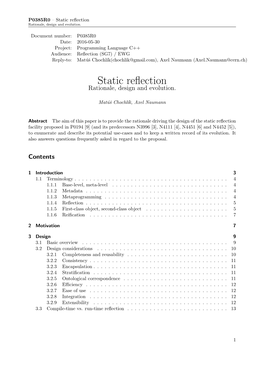 P0385R0 – Static Reﬂection Rationale, Design and Evolution