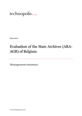 Evaluation of the State Archives (ARA-AGR) of Belgium