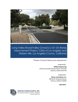 Long Valley Road/Valley Circle/U.S.101 On-Ramp Improvement Project, Cities of Los Angeles and Hidden Hills, Los Angeles County, California