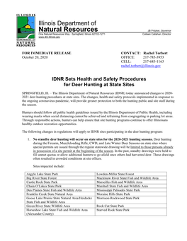 IDNR Sets Health and Safety Procedures for Deer Hunting at State Sites