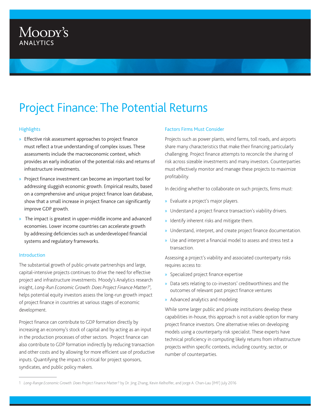 Project Finance: the Potential Returns