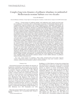 Term Dynamics of Pollinator Abundance in Undisturbed Mediterranean Montane Habitats Over Two Decades