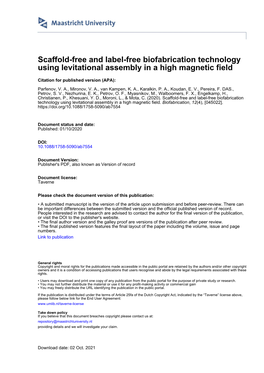 Scaffold-Free and Label-Free Biofabrication Technology Using Levitational Assembly in a High Magnetic Field