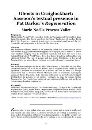Sassoon's Textual Presence in Pat Barker's Regeneration