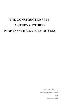The Constructed Self: a Study of Three Nineteenth-Century Novels