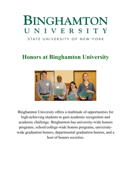 Honors at Binghamton University