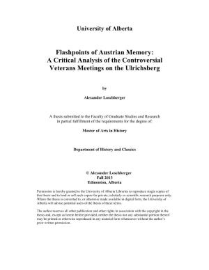 A Critical Analysis of the Controversial Veterans Meetings on the Ulrichsberg