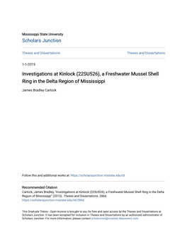 Investigations at Kinlock (22SU526), a Freshwater Mussel Shell Ring in the Delta Region of Mississippi