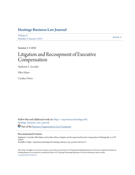 Litigation and Recoupment of Executive Compensation Stephanie L