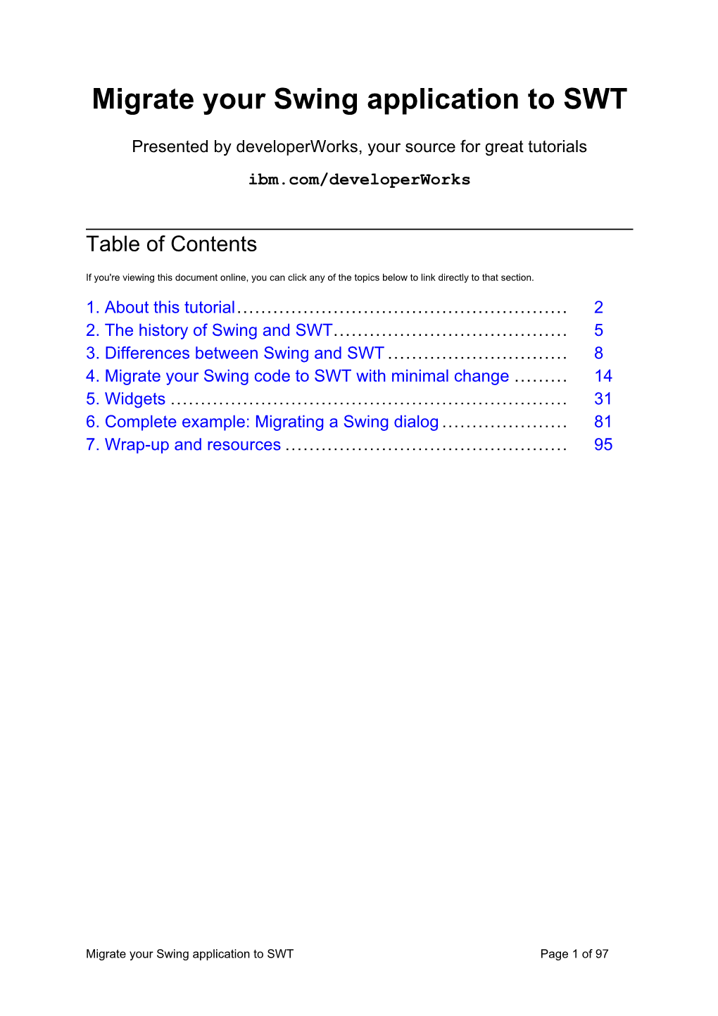 Migrate Your Swing Application to SWT