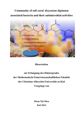 Community of Soft Coral Alcyonium Digitatum Associated Bacteria and Their Antimicrobial Activities