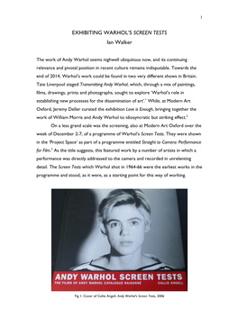 Exhibiting Warhols's Screen Tests