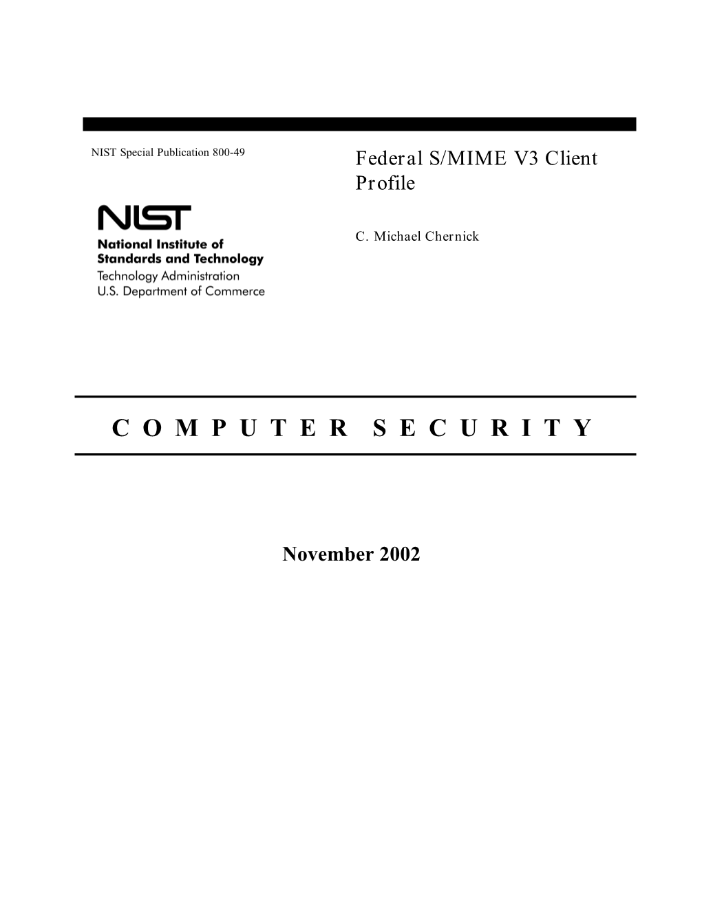 NIST SP 800-49, Federal S/MIME V3 Client Profile