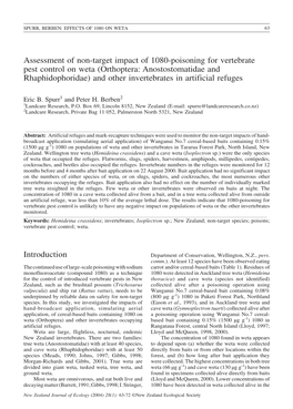 Assessment of Non-Target Impact of 1080-Poisoning for Vertebrate Pest