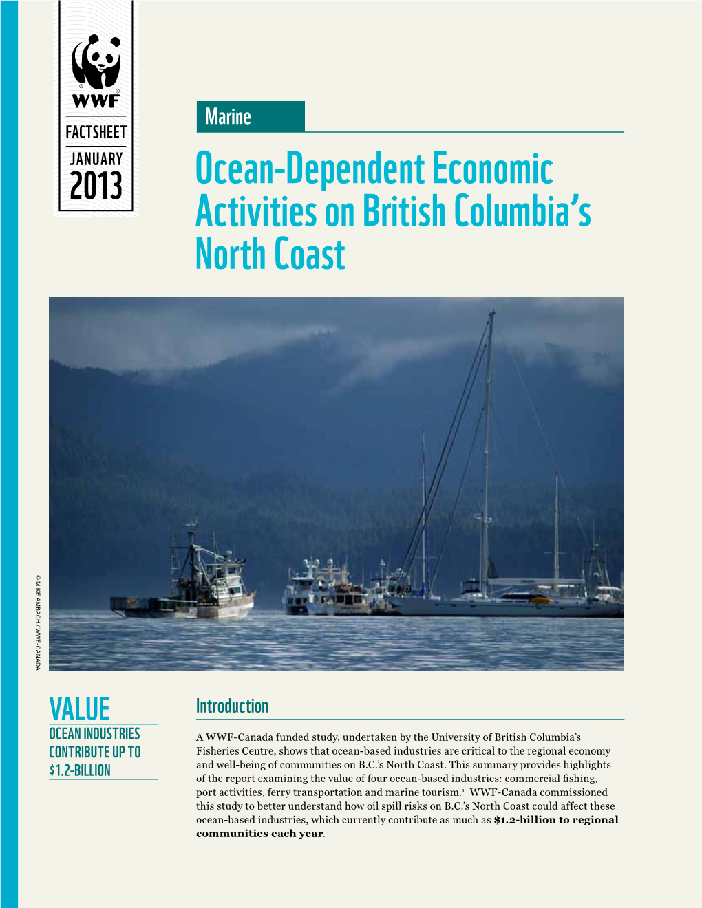 Ocean-Dependent Economic Activities on British Columbia's North Coast