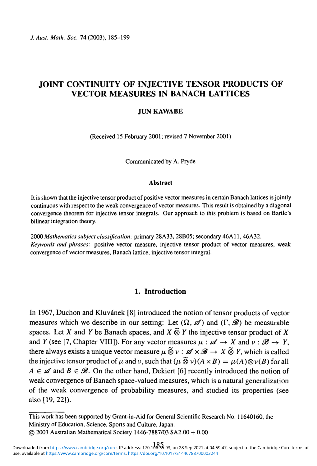 Joint Continuity of Injective Tensor Products of Vector Measures in Banach Lattices