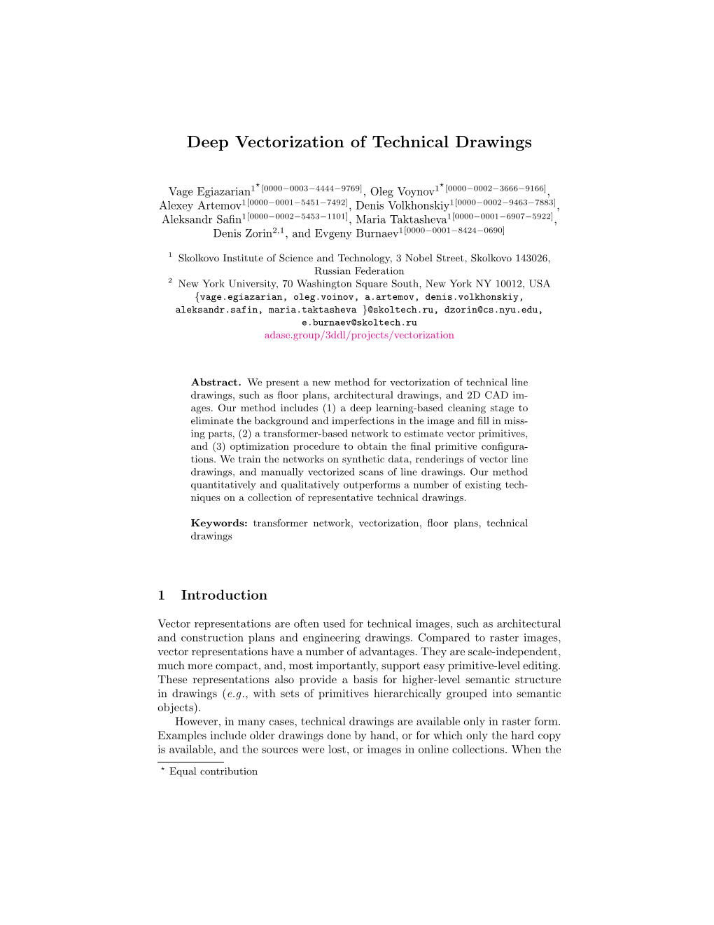 Deep Vectorization of Technical Drawings