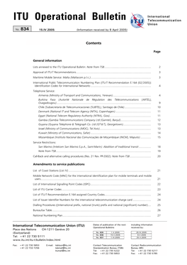 ITU Operational Bulletin No. 834 – 3