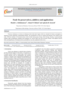 Food: Its Preservatives, Additives and Applications Hamid A