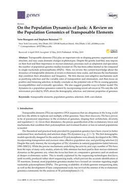 A Review on the Population Genomics of Transposable Elements