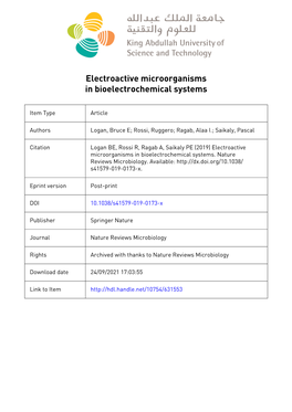 Electroactive Microorganisms in Bioelectrochemical Systems