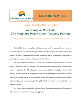 Believing in Baseball: the Religious Power of Our National Pastime