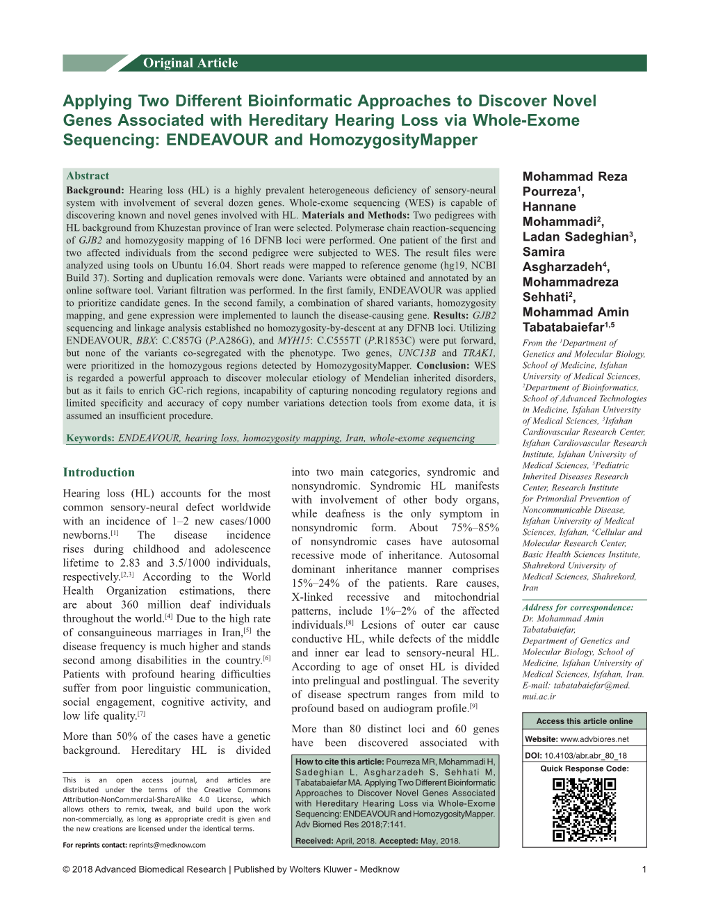 Applying Two Different Bioinformatic Approaches to Discover Novel Genes Associated with Hereditary Hearing Loss Via Whole‑Exom