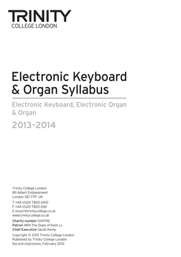 Electronic Keyboard & Organ Syllabus