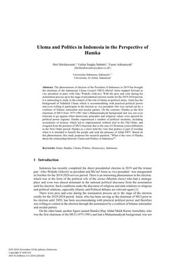 Ulema and Politics in Indonesia in the Perspective of Hamka