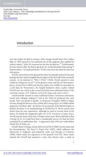 Introduction to George Orwell John Rodden and John Rossi Excerpt More Information