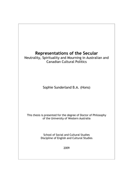 Representations of the Secular Neutrality, Spirituality and Mourning in Australian and Canadian Cultural Politics