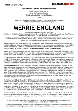 MERRIE ENGLAND Music by Edward German