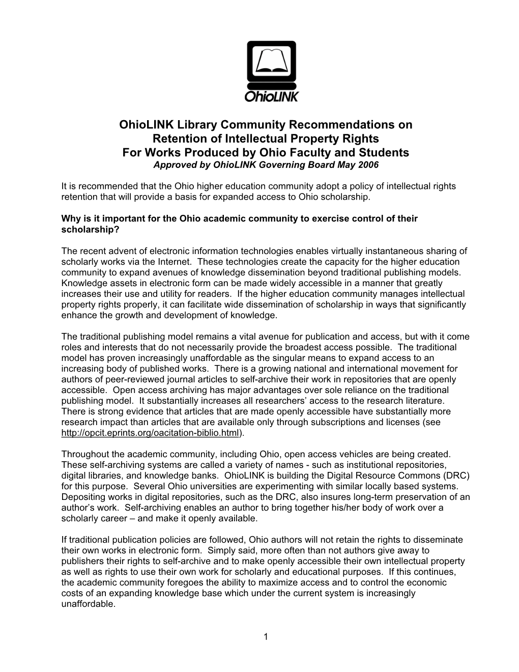 Ohiolink Library Community Recommendations on Retention Of