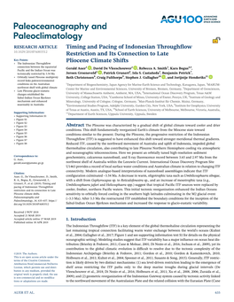 Timing and Pacing of Indonesian Throughflow