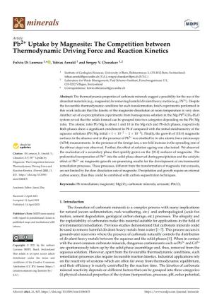Pb2+ Uptake by Magnesite: the Competition Between Thermodynamic Driving Force and Reaction Kinetics