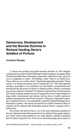 Democracy, Development and the Monroe Doctrine in Richard Harding Davis's Soldiers of Fortune