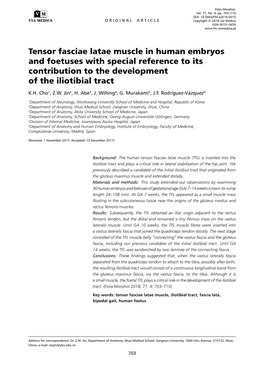 Tensor Fasciae Latae Muscle in Human Embryos and Foetuses with Special Reference to Its Contribution to the Development of the Iliotibial Tract K.H