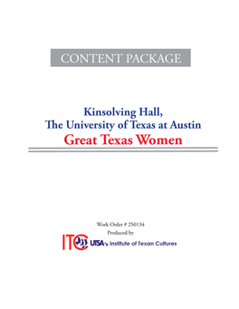 Gallery of Great Texas Women Content Package