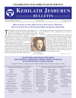 Kehilath Jeshurun Bulletin