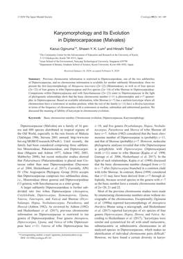 Karyomorphology and Its Evolution in Dipterocarpaceae (Malvales)