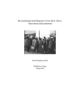 Re-Examining Lionel Rogosin's Come Back, Africa
