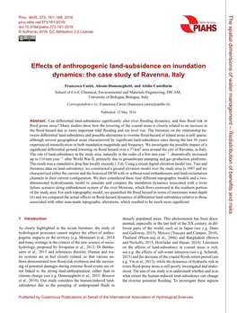 Effects of Anthropogenic Land-Subsidence on Inundation Dynamics: the Case Study of Ravenna, Italy