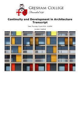 Continuity and Development in Architecture Transcript