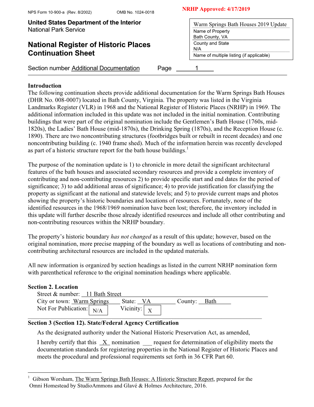 National Register of Historic Places Continuation Sheet