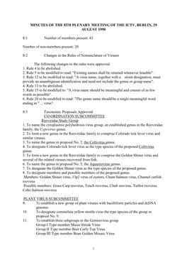 Minutes of the 8Th Plenary Meeting of the Ictv, Berlin, 29 August 1990