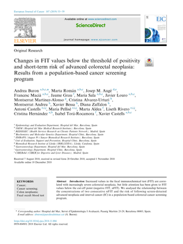 Changes in FIT Values Below the Threshold of Positivity and Short-Term Risk of Advanced Colorectal Neoplasia: Results from a Population-Based Cancer Screening Program