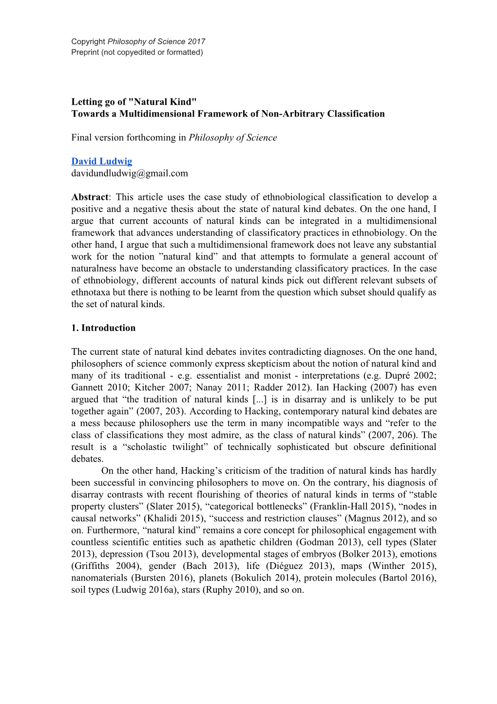 Letting Go of "Natural Kind" Towards a Multidimensional Framework of Non-Arbitrary Classification